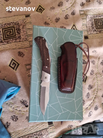 Сгъваем нож ножка със калъв от естестведна кожа, снимка 3 - Ножове - 53061080