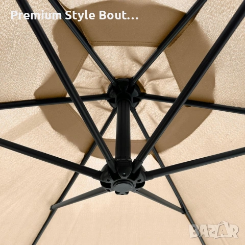 Голям градински чадър със странична стойка, Ø 350 см, UV защита, Водоустойчив + Покривало, снимка 7 - Градински мебели, декорация  - 53923357