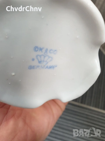 Dresden OK&Co ажурна ваза с дръжки 23см/Дрезден стара немска порцеланова ваза с капак, снимка 12 - Вази - 53506897