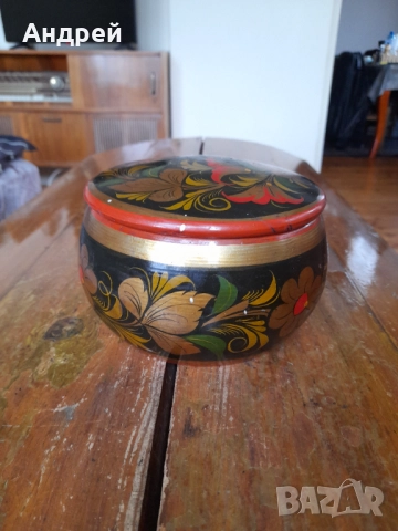 Стара дървена кутия,хохлома #14, снимка 2 - Други ценни предмети - 52930024