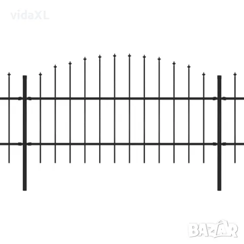 vidaXL Градинска ограда с пики, стомана, (0,75-1)x5,1 м, черна(SKU:277714), снимка 3 - Огради и мрежи - 48782827