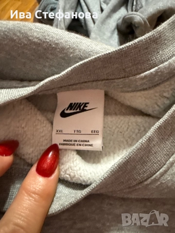 Спортна мъжка  ватирана памук памучна сива блуза Nike nike 100% оригинал., снимка 3 - Спортни дрехи, екипи - 52497993