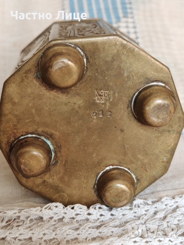 Старинен Бронзов Съд Свещник 1930те г, снимка 3 - Антикварни и старинни предмети - 51443107