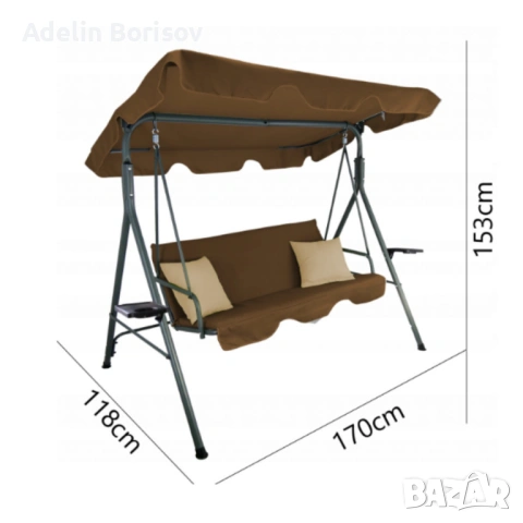 Градинска люлка A-Type с бежови възглавници и поставки за напитки - елегантност и комфорт, снимка 3 - Градински мебели, декорация  - 53873220
