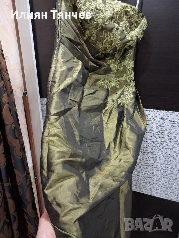 официялна бална рокля сатен маслено зелено, снимка 7 - Рокли - 47630558