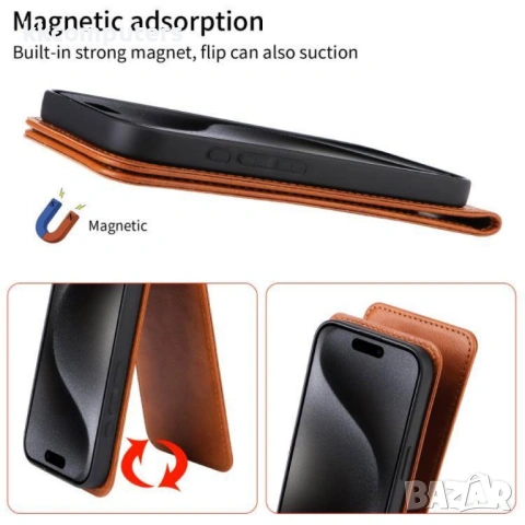 Motorola Moto G75 5G Flip3 Magnetic Кожен Калъф и Скрийн Протектор, снимка 6 - Калъфи, кейсове - 53242051