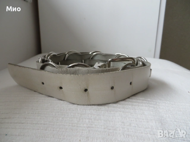 Бял колан, естествена кожа, 91 см, снимка 7 - Колани - 54166711