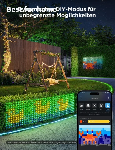 Govee Мрежа за феи за храсти с 480 светодиода, 0.87 x 2.9 м, интелигентна мрежа завеса, снимка 2 - Други стоки за дома - 53755786