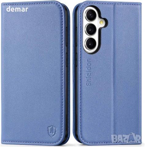 Калъф-портфейл от естествена кожа SHIELDON за Galaxy S26+ Plus, магнитен, RFID блокиране