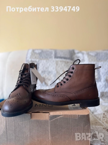 Мъжки обувки от естествена кожа Mango 40/41, снимка 5 - Мъжки боти - 52903093