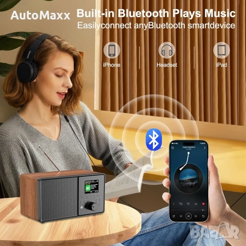 DAB Plus/DAB+/FM винтидж радио с Bluetooth, кухненско радио с дистанционно управление , снимка 2 - Радиокасетофони, транзистори - 54105590