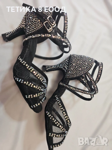 Дамски обувки за латино танци с кристали – салса, танго, валс, бачата, снимка 13 - Дамски обувки на ток - 54136902