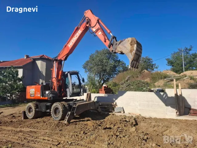 Услуги с колесен багер + чук и самосвал, снимка 1 - Кърти, чисти, извозва - 44574878