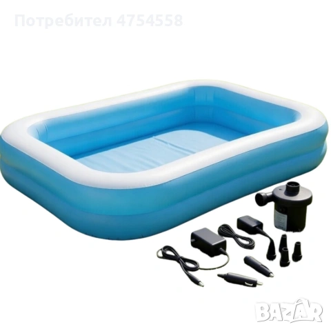 Надуваем семеен басейн 200x150 см + компактна електрическа помпа, снимка 10 - Басейни и аксесоари - 54286217