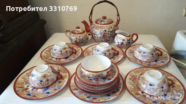 Прекрасен японски порцеланов сервиз за чай. , снимка 1