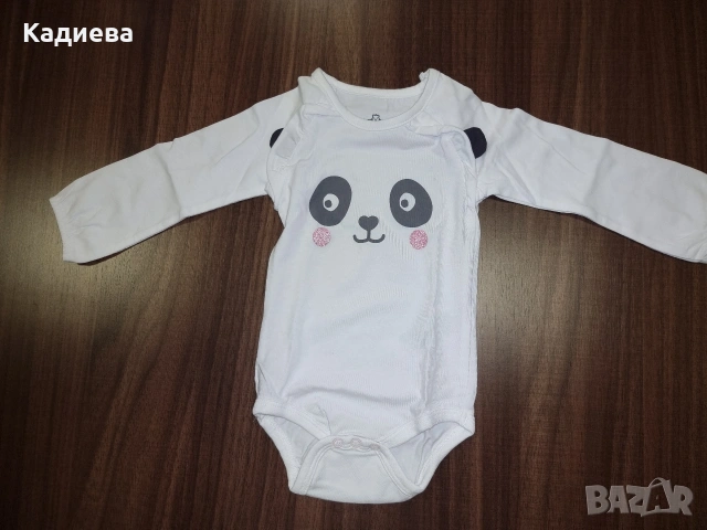 бебешко боди- панда с дълъг ръкав - размер 74, снимка 2 - Бодита за бебе - 53847291