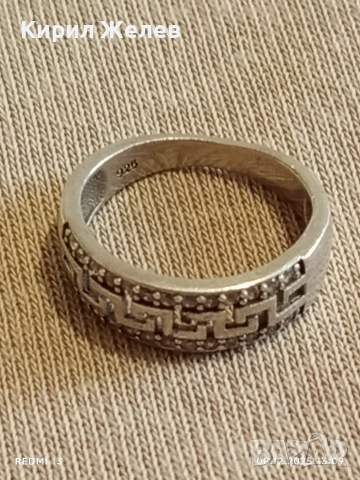 Красив сребърен пръстен с гръцки мотив и инкрустирани кристали майстоска ръчна изработка 42263, снимка 2 - Пръстени - 52689105
