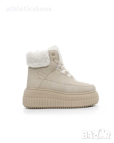 Дамски зимни боти на платформа в черно и бежово-15, снимка 4 - Дамски боти - 52103946
