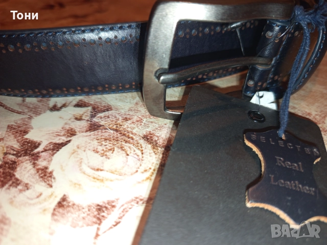 SELECTED MENSWEAR Нов Мъжки Колан Изцяло от Естествена Кожа с Етикет 120см, снимка 7 - Колани - 52675791