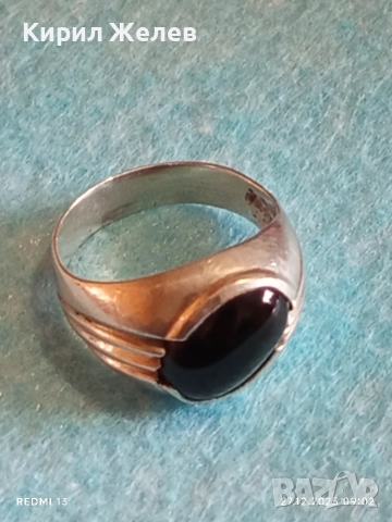 Скъпоценен Ретро Арт Нуво сребърен пръстен ювелирно шлифован Турмалин 37935, снимка 12 - Пръстени - 52909339