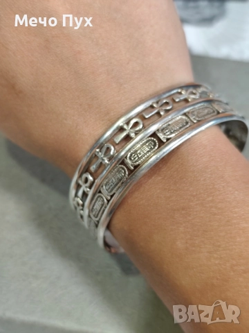 Сребърна твърда,отворена гривна ( 322), снимка 3 - Гривни - 51516560