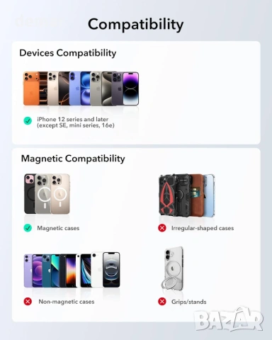 Портфейл ESR Geo MagSafe с пълна функционалност „Find My“, държач за 5 карти, RFID блокиране, черен, снимка 9 - Аксесоари за Apple - 53427138
