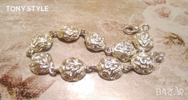 Нова Сребърна Дамска Гривна с Рози, снимка 3 - Гривни - 51661178