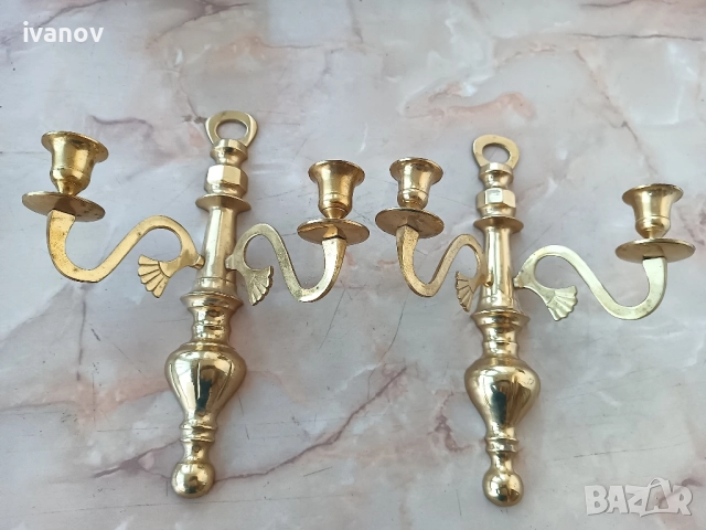 Бронзови двойно аплици, снимка 3 - Антикварни и старинни предмети - 51724370