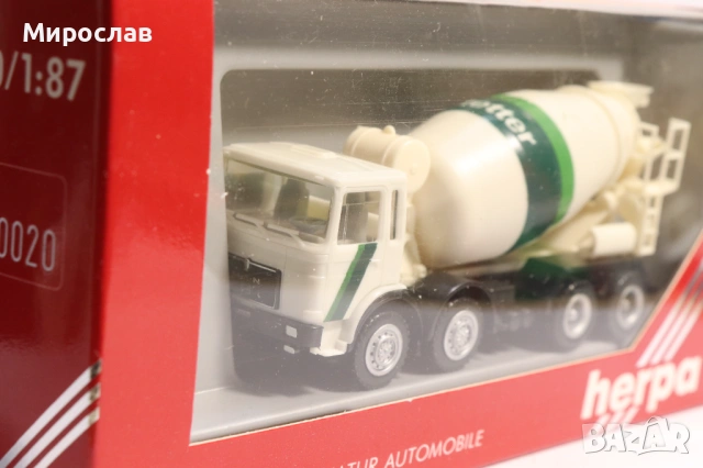 HERPA H0 1/87 MAN БЕТОНОВОЗ МИКСЕР МОДЕЛ КОЛИЧКА КАМИОН, снимка 2 - Колекции - 53371556
