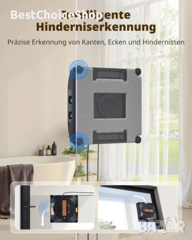 Робот за почистване на прозорци Автоматични маршрути, 4 режима, 4 дюзи за пръскане, резервоар 110 мл, снимка 9 - Прахосмукачки - 53631736