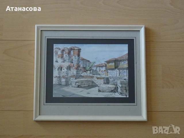 ЦВЕТКО ДИМИТРОВ картина "Несебър" акварел 1995 г #3