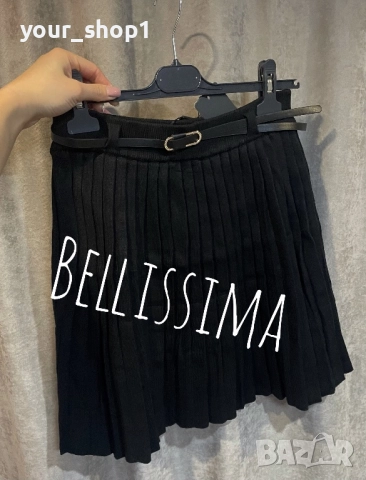 Различни модели дамска къса пола плисе финно машинно плетиво 