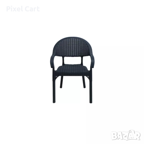 Градински стол от полипропилен с подлакътници - Черен