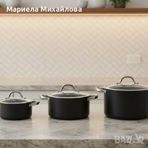 Алуминиева тенджера с мраморно покритие и капак – здравословно готвене без загаряне., снимка 3 - Съдове за готвене - 52520274