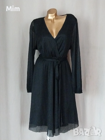 3XL Черна рокля солей с дълъг ръкав , снимка 3 - Рокли - 52183683