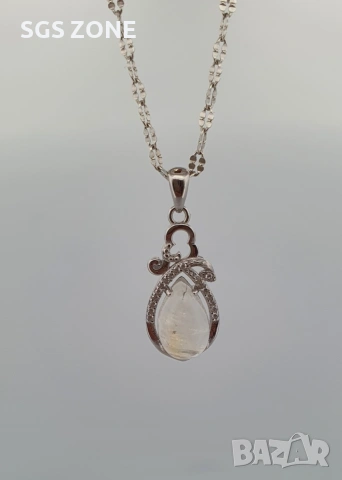 Сребърна висулка с лунен камък от Тайланд, снимка 6 - Колиета, медальони, синджири - 53445324