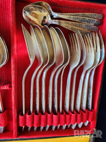 прибори от мелхиор, дълбоко послебрени, тежки, мод.Флора, СССР, 24 бр., снимка 3 - Прибори за хранене, готвене и сервиране - 53706262
