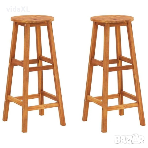 vidaXL Бар столове, 2 бр, акациево дърво масив（SKU:44129）
