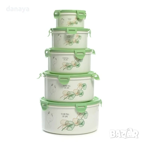 6054 Комплект кутии за храна с капак, 5 броя, снимка 2 - Кутии за храна - 51247360