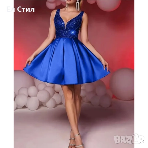 💕Дамска официална рокля. Бордо и синя., снимка 5 - Рокли - 53562289