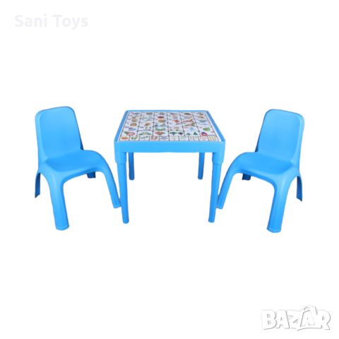 Детска маса с Българската азбука и две столчета, снимка 2 - Играчки за стая - 46429797