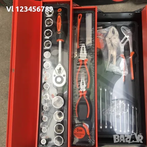 Сгъваем метален куфар с инструменти 85 части, снимка 4 - Куфари с инструменти - 52121724