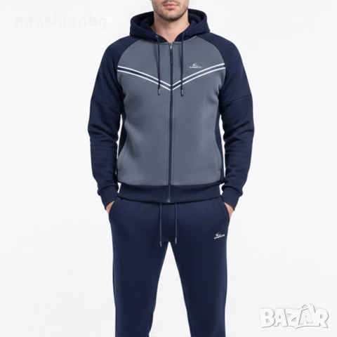 Ватиран мъжки екип с качулка, 5 цвята, Размери от М до 3XL, снимка 9 - Спортни дрехи, екипи - 52409921