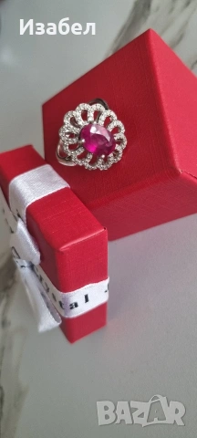 Пръстен с рубин и диаманти, снимка 2 - Пръстени - 53593035