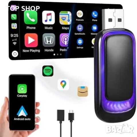 Нов Мини Безжичен CarPlay за iPhone Авто Свързване в Секунди Айфон кола