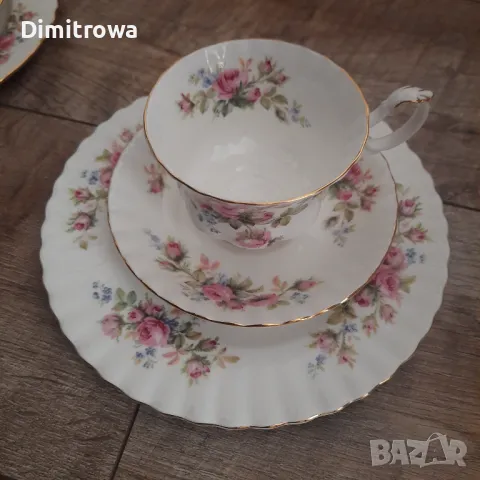 Троен сет ROYAL ALBERT СЕРИЯ MOSS ROSE, снимка 4 - Антикварни и старинни предмети - 47828909