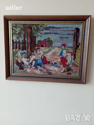 Гоблен, картина - бродерия в рамка с изображение на бойна сцена 