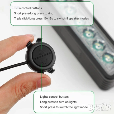 2 в 1 Предна LED светлина JOHORSE с вграден клаксон (500Lum / 120dB), снимка 9 - Аксесоари за велосипеди - 53724280