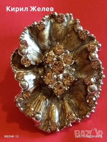 КОЛИЕ във ФОРМАТА на ЦВЕТЕ УКРАСЕНО с ОРАНЖЕВИ КРИСТАЛИ ДИЗАЙНЕРСКО БИЖУ 51876, снимка 6 - Колиета, медальони, синджири - 52501843