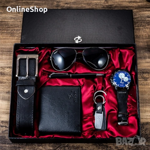 Jesou Collection мъжки подаръчен комплект, 6 в 1, снимка 3 - Портфейли, портмонета - 53386293
